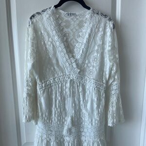 Boho White Lace Mini Dress – Made in Italy